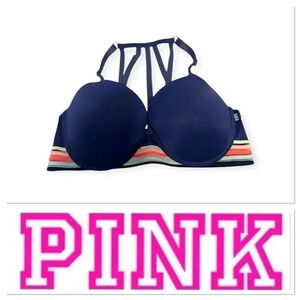 Pink Victoria’s Secret wear everywhere push/up bra with multi color band 36D